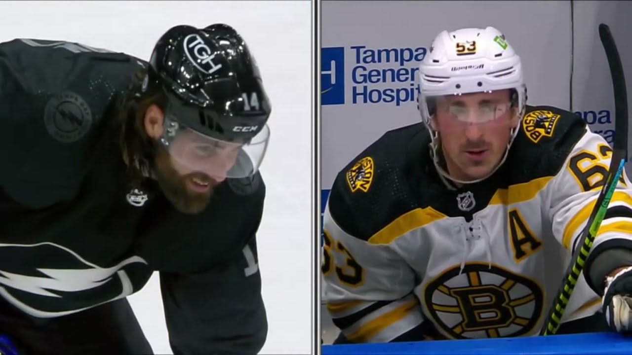 Brad Marchand and Pat Maroon Chirping