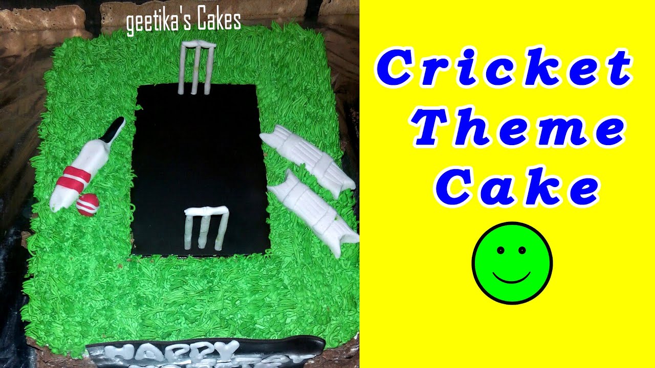 CRICKET THEME - Birthday Cake Recipe for Children with Fondant by Geetika [Hindi]