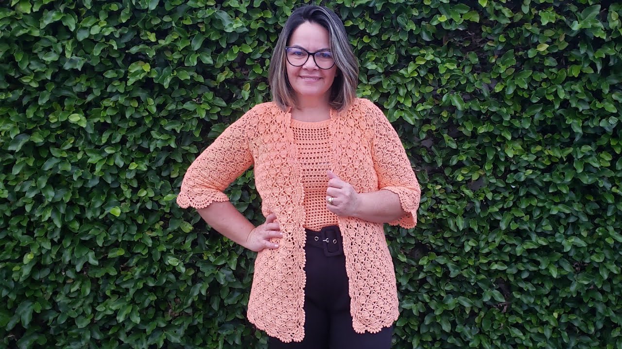 CARDIGAN  DE CROCHE TAMANHO G NIVEL AVANÇADO