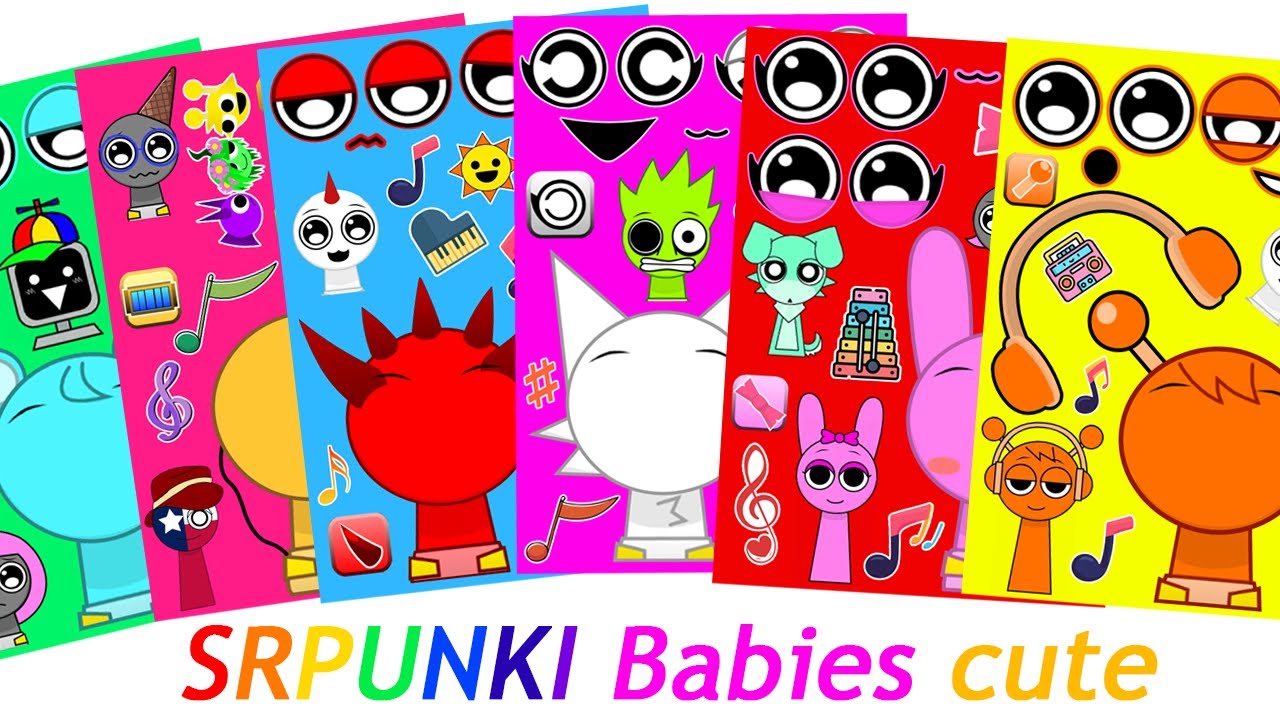 Incredibox Sprunki x cute little, cute babies Stickers Decorating
