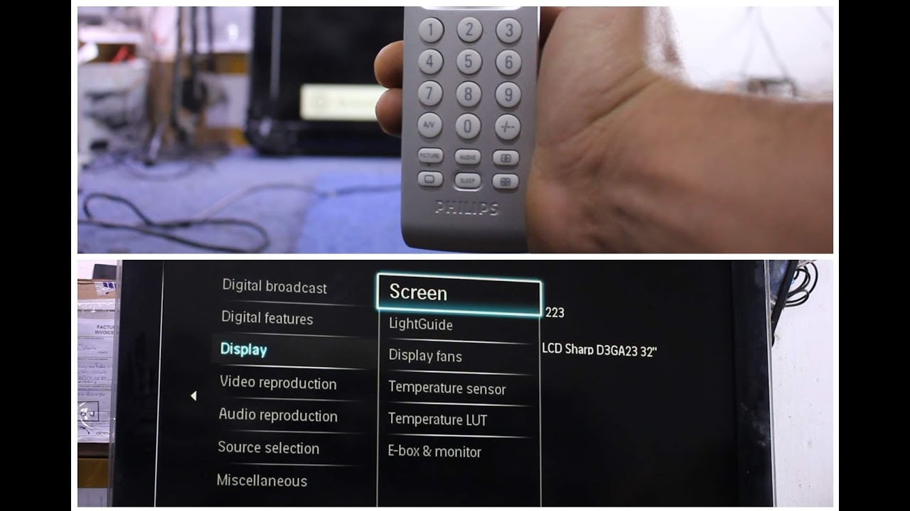 طريقة فتح قائمة الإعدادات المخفية لتلفاز فيليبس  service menu tv philips lcd