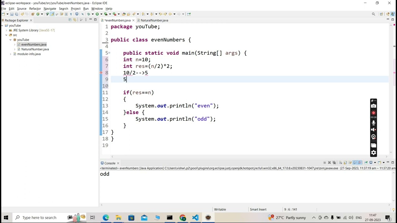 Java program to find even or odd without using modulo operator