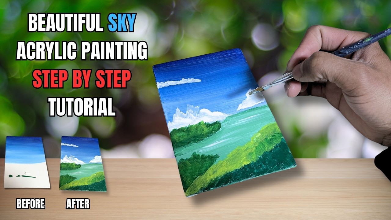 Beautiful Sky Acrylic Painting | Step by Step Tutorial