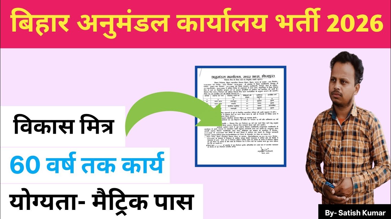 Bihar Anumandal Karyalay Bharti | Bihar Vikash Mitra New Vacancy 2026 | Ara Sadar New Vacancy 2026