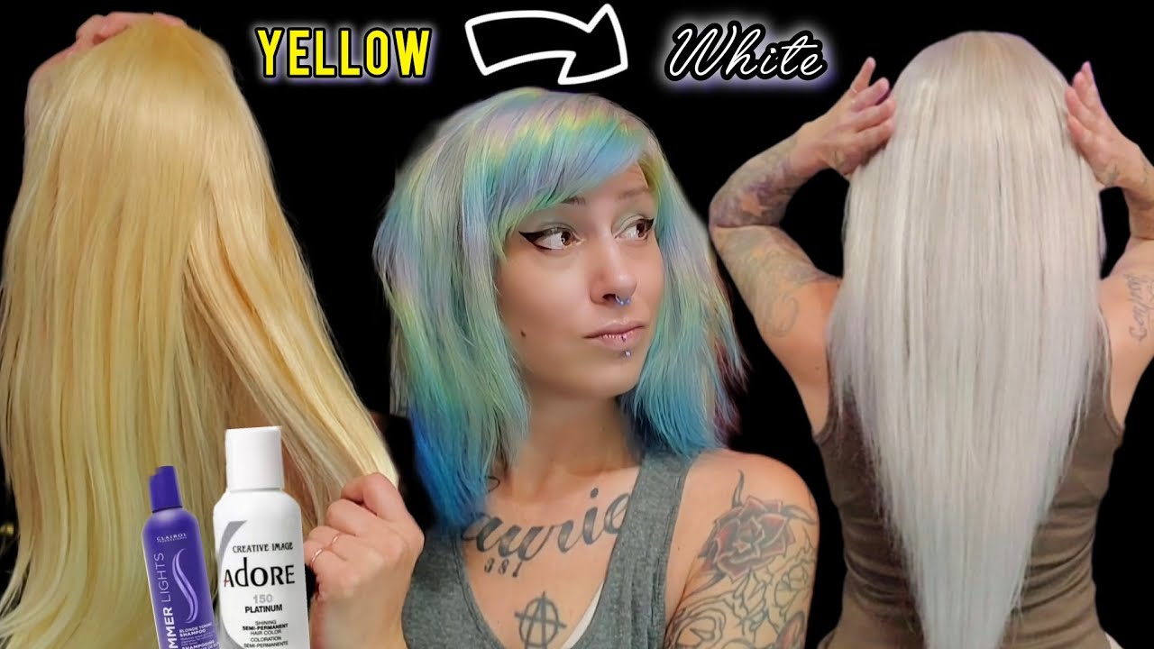 Yellow Blonde to ICY WHITE | ADORE Platinum | HOW TO: Toning my 613 wig to Silver Ice Platinum 🧊