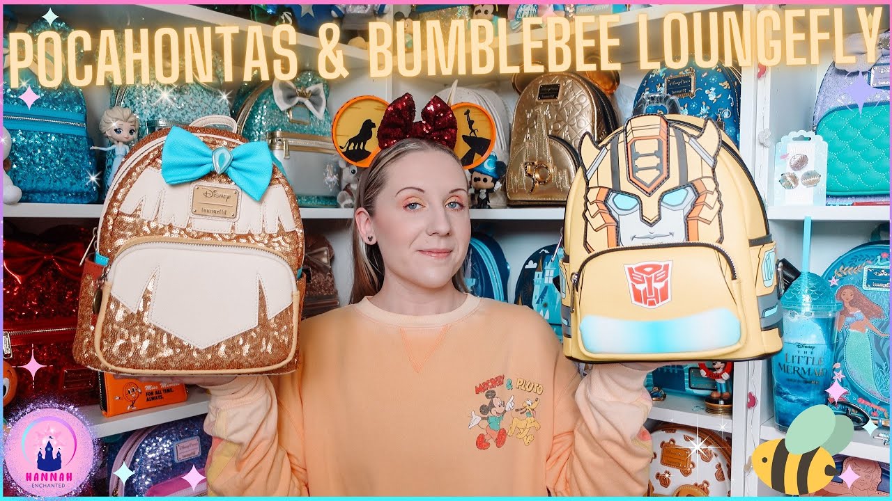 Disney Unboxing Disney Princess Sequins Pocahontas Loungefly Mini Backpack Transformers Bumblebee 4K