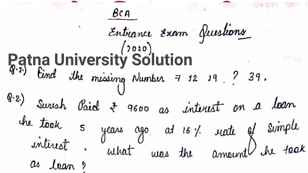 Patna women's college Bca Entrance Exam 2020 Solutions Educational point