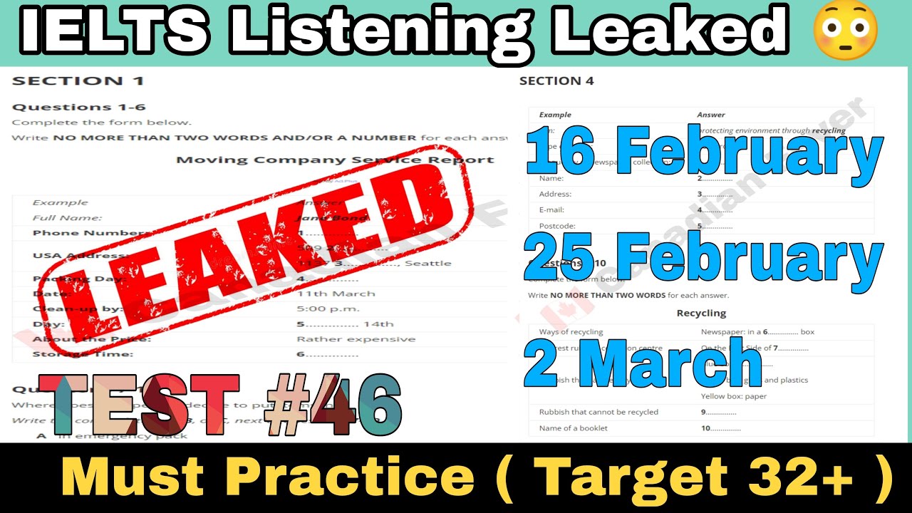 Real Exam Listening Test Leaked 😱 | 25 feb , 16 feb & 2 march | Try to achieve 7+ Band #FEBRUARY