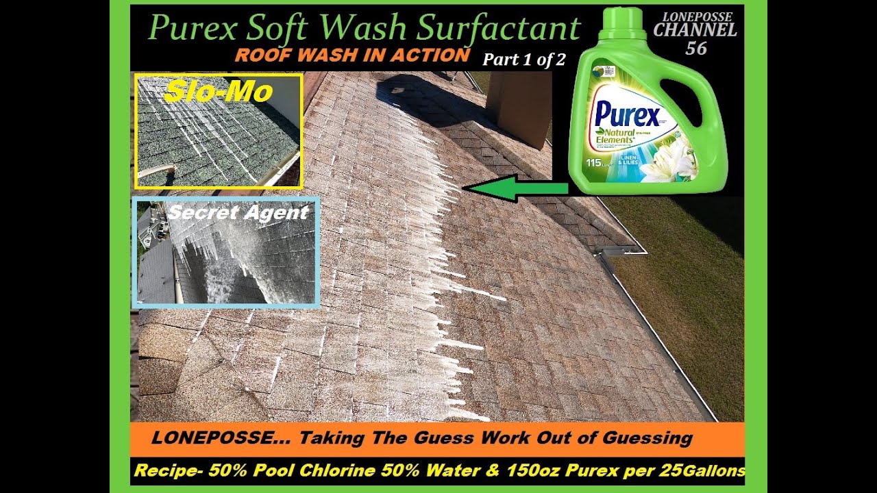 Roof Soft Washing With Purex Surfactant One Man Solo, Simple Setup, No Rinse, No Pre-Watering