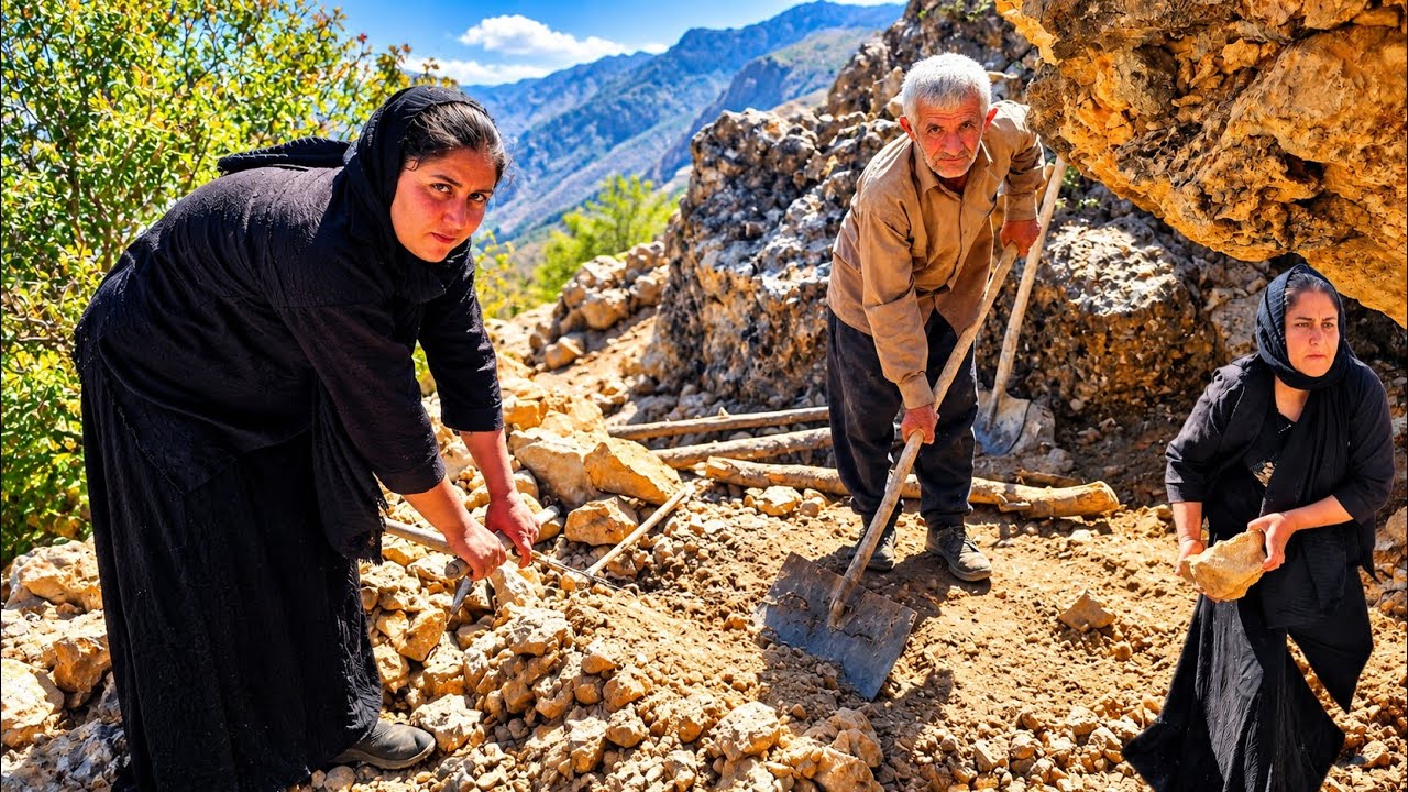 🏔️😱 The Hardest Life in Iran's Mountains |  Rebuilding a Cave for Survival 🪨💪
