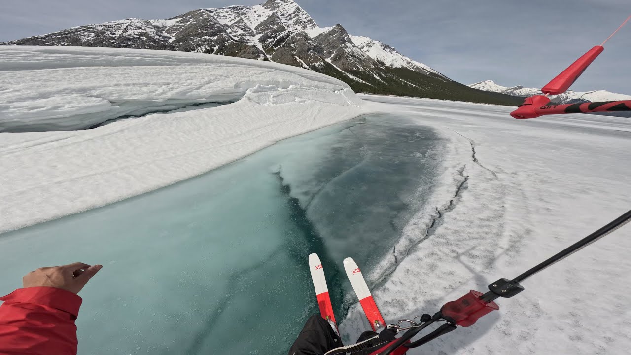 Snow Kiting Canadian Rocky Mountains with Kite Alberta.