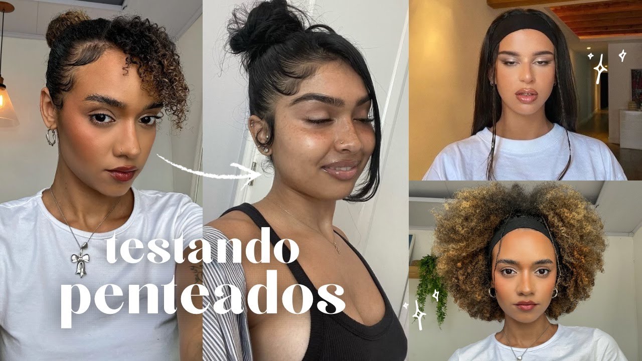 Testando penteados de cabelo liso no meu cabelo crespo | com gel cola Soul Power 🎀