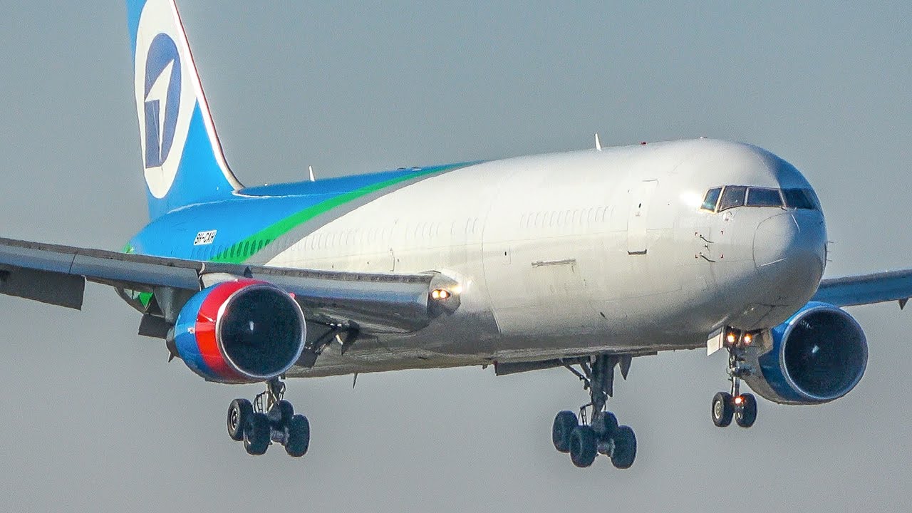 100 AIRPLANE LANDINGS & TAKEOFF`S at LIEGE AIRPORT - Boeing 747-8, B767, A300 ... (4K)