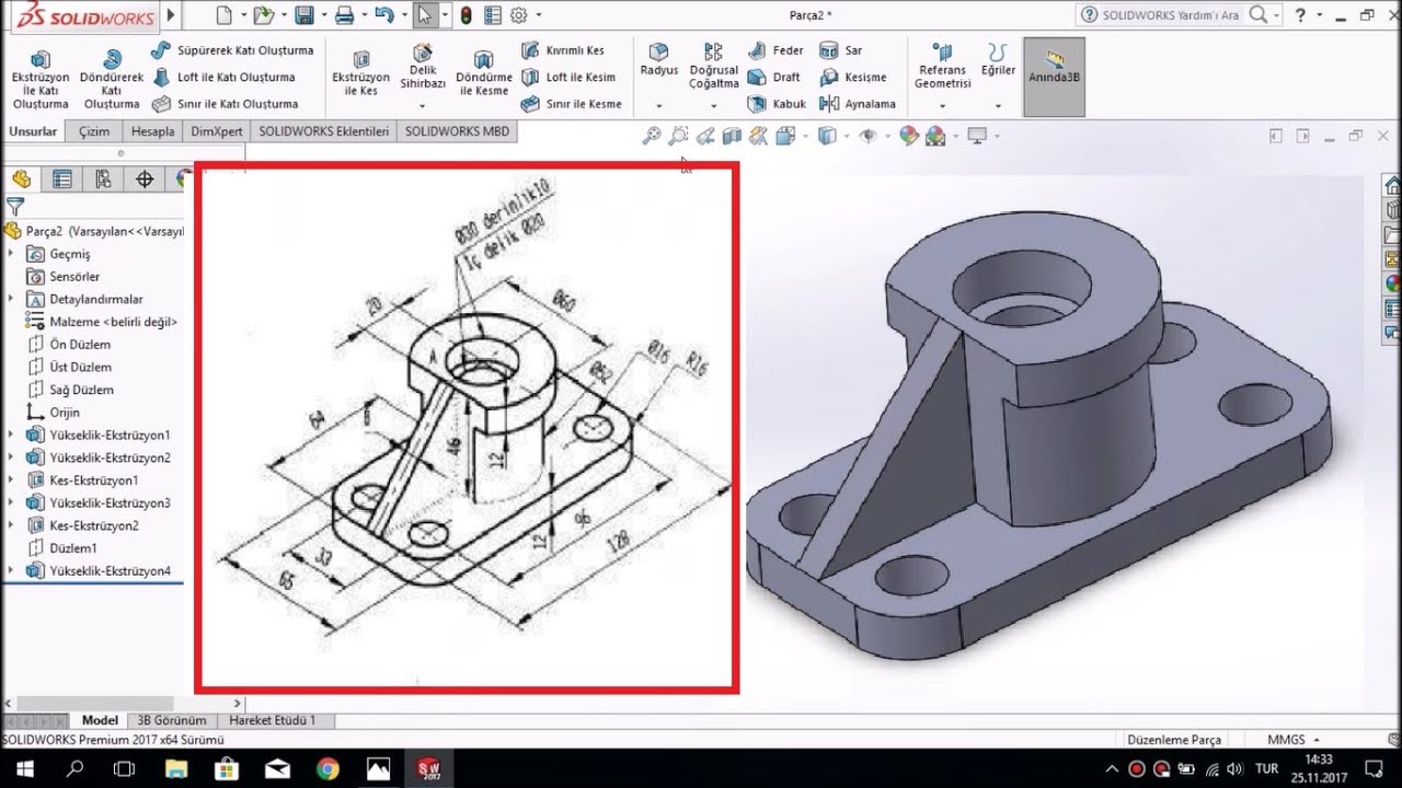 Her Tasarımcının Mutlaka Çizdiği Parçayı Çizdik (SolidWorks Örnek Çizim)