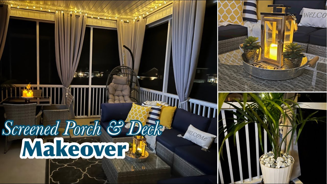 SPRING/SUMMER SCREENED PORCH & DECK MAKEOVER |DIY CURTAIN RODS|KGORGE CURTAINS