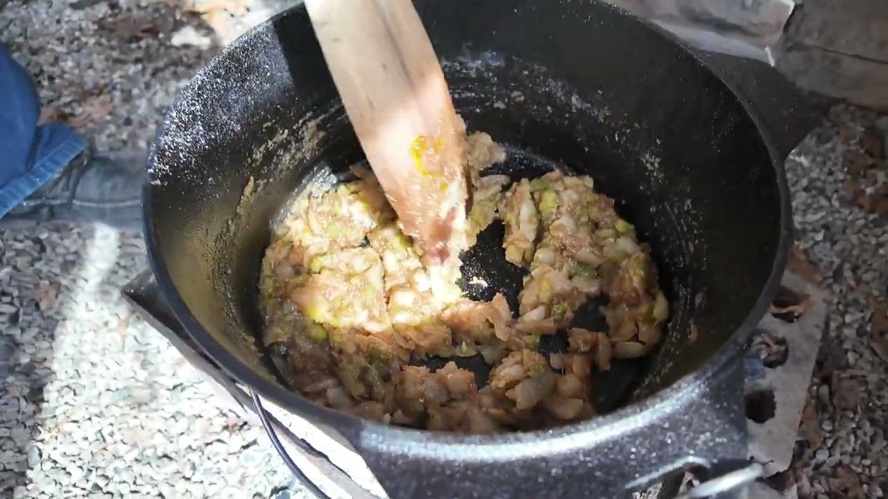 Hamburger steak on an open fire!!!