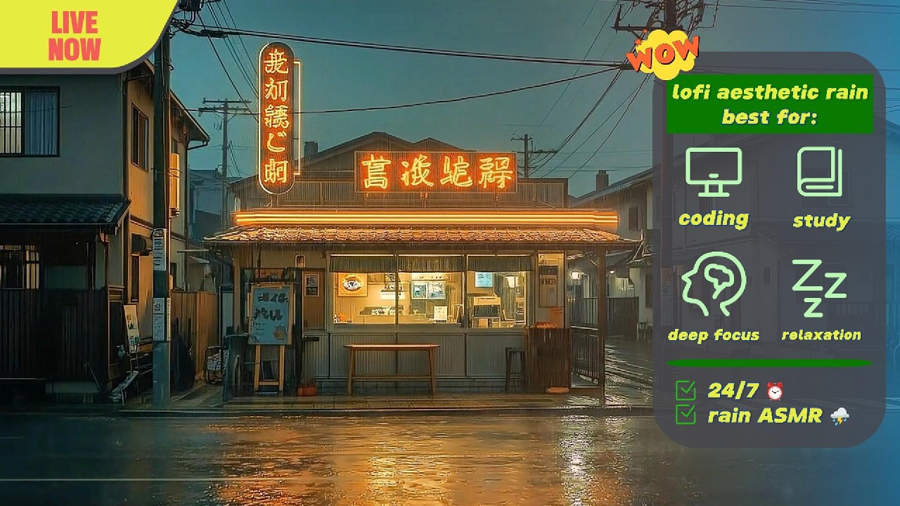 🍂 lofi coffee shop: the first rainy day of autumn and a warm latte