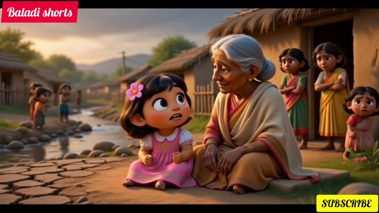 Meera – Gaon Ki Hero 🌧️✨ | Heart Touching Animated Story#cartoon #kidsvideo #baladishorts 