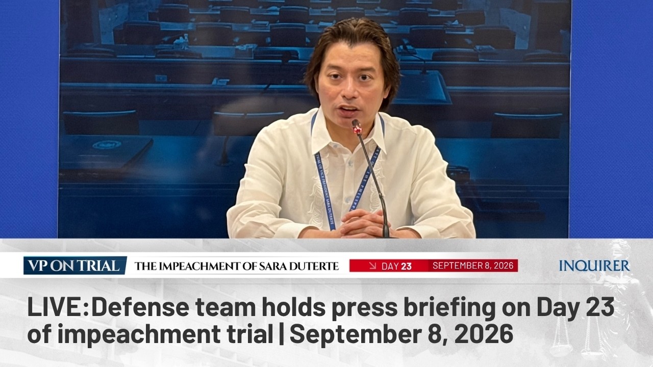 LIVE: Defense team holds press briefing on Day 23 of impeachment trial | September 8, 2026