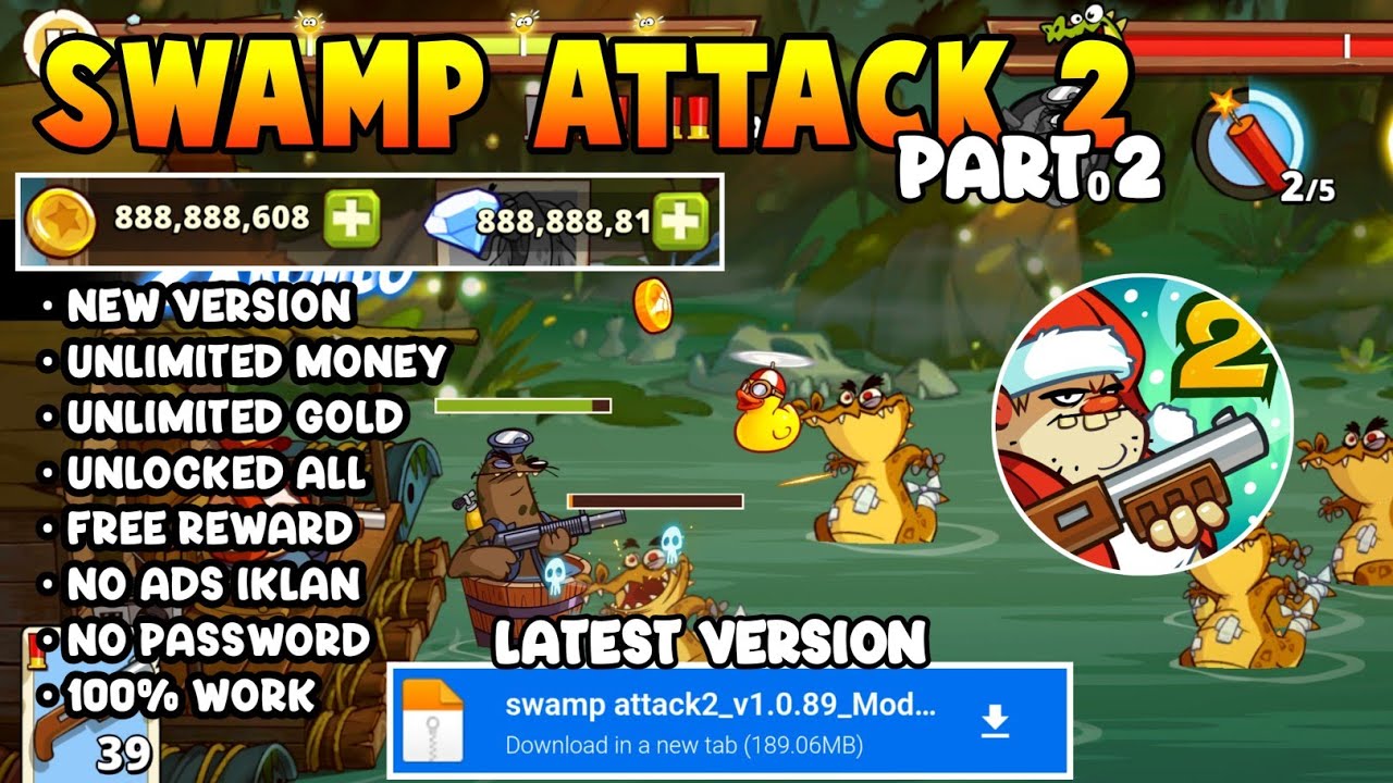 NEW UPDATE‼️SWAMP ATTACK 2 MOD MENU APK V1.0.89 UNLIMITED MONEY PART 2