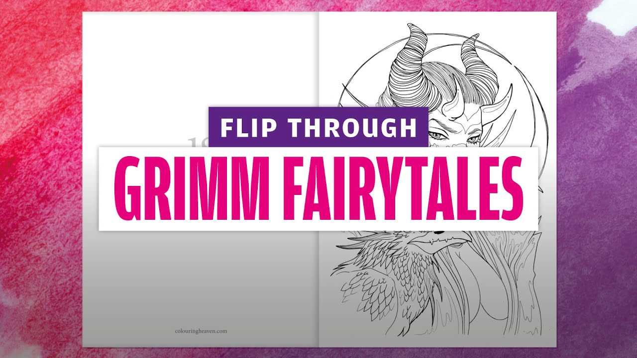 GRIMM FAIRYTALES colouring flip through | Colouring Heaven Grimm Fairyatles Special #104
