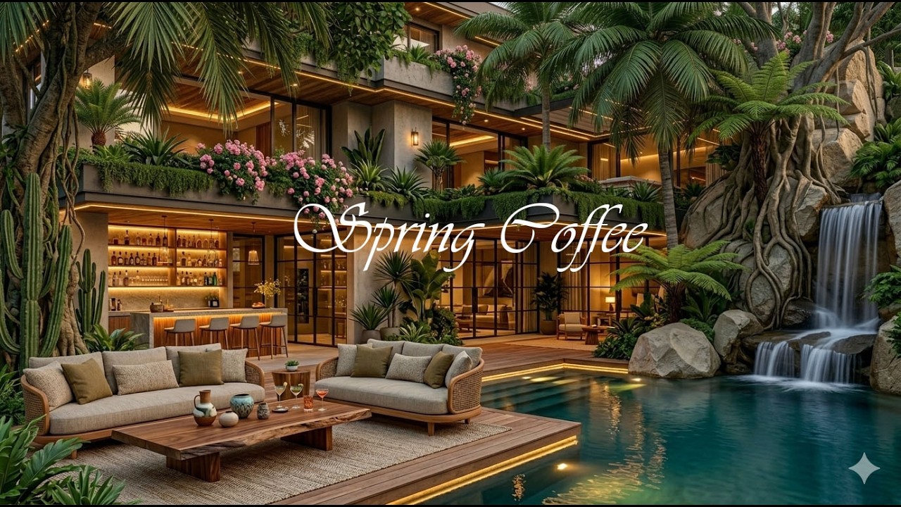 Spring Coffee Shop Ambience 🌸 Relaxing Instrumental Music & Cozy Jazz for Studying & Deep Work 🌿