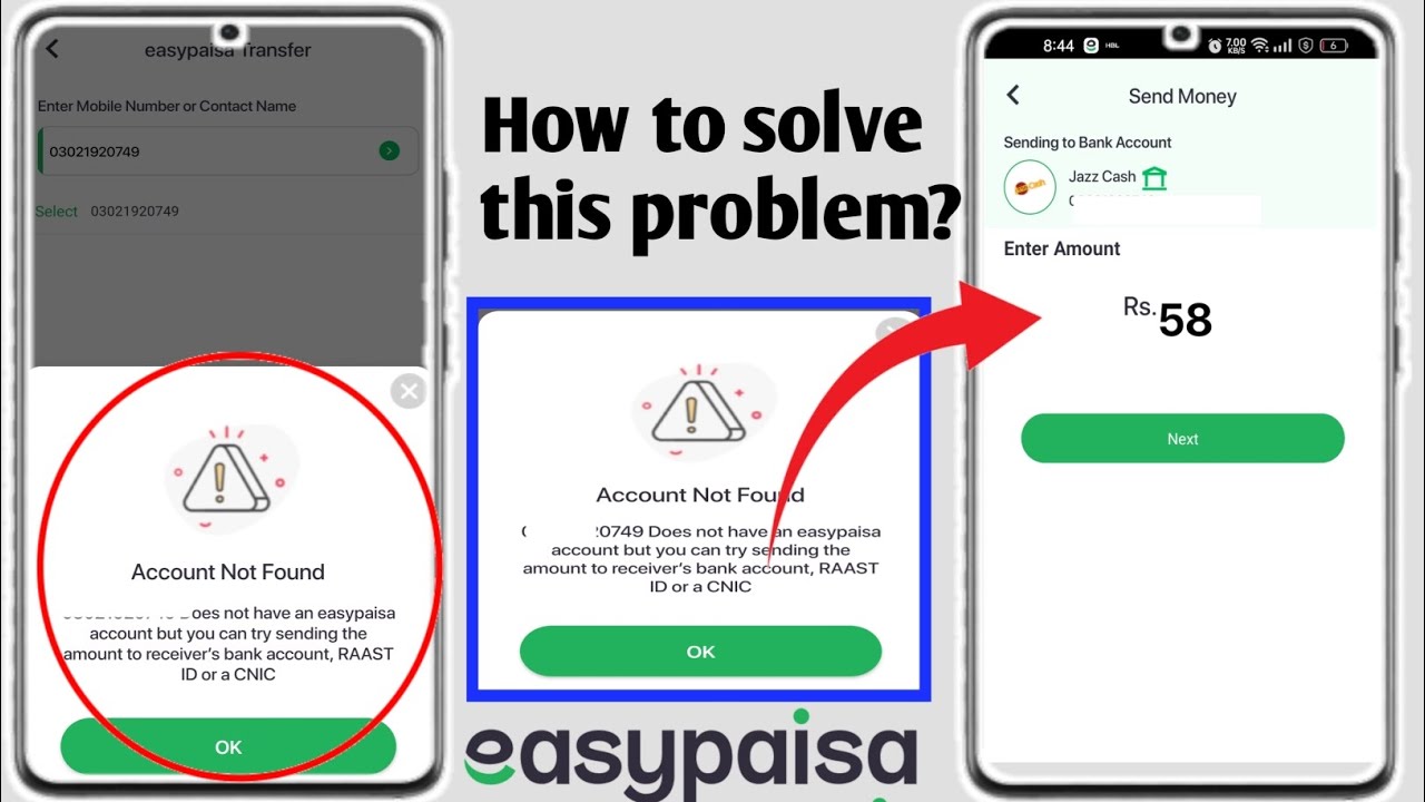 EasyPaisa Account Not Found Problem Solve 2023/2024 EasyPaisa [ Account Not Found ] Technicalziakhan