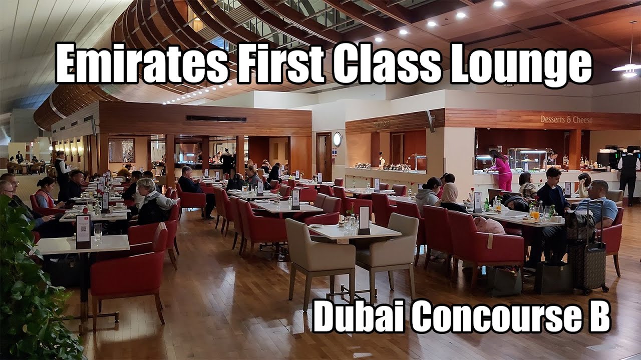 Emirates Dubai First Class Lounge concourse B review 4k