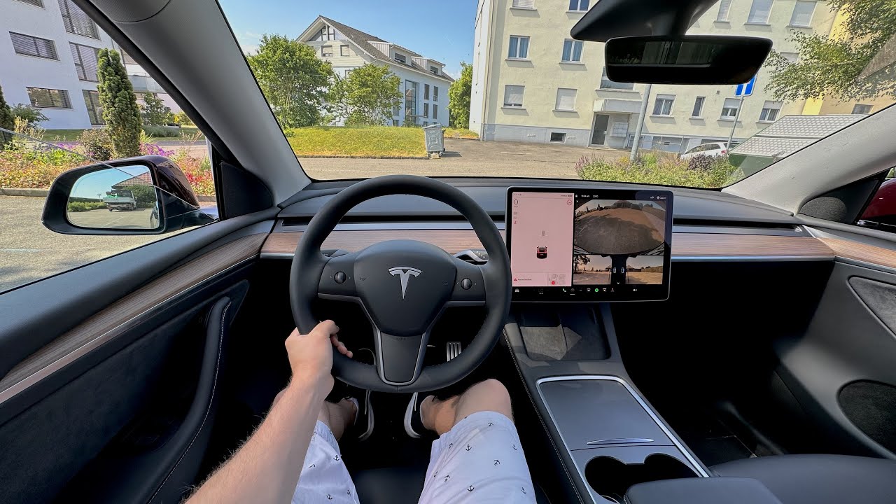 Tesla Model Y Performance Midnight Cherry Red 2023 Test Drive POV l Ambience Binaural Sound