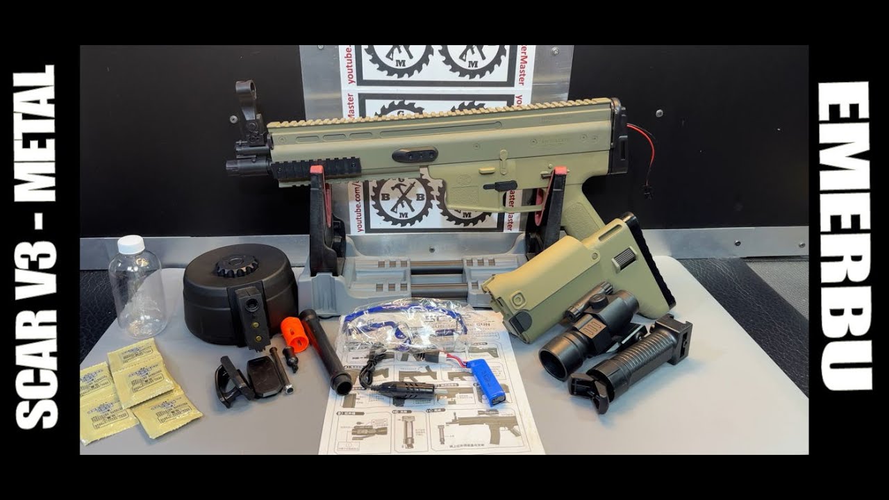 Best SCAR on AMAZON: EMERBU SCAR V3 Gel Ball Blaster - Metal Gears - 11.1V - Upgraded Motor