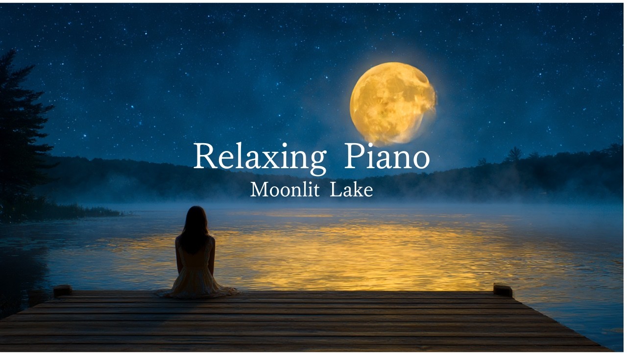 【PianoBGM】Relaxing Piano　Moonlit Lake　#relaxingsounds #nightbgm