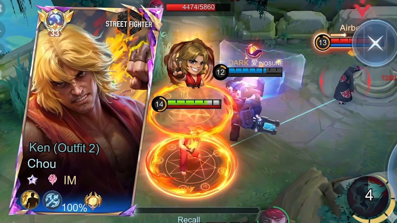 19 Kills Street Fighter Ken | TOP GLOBAL CHOU | MLBB
