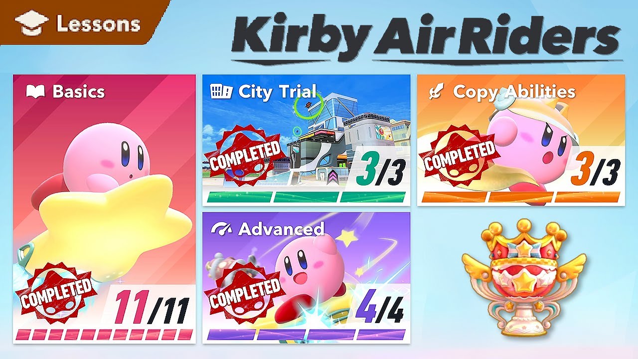 Kirby Air Riders - ALL 21 Lessons (Global Test Ride)