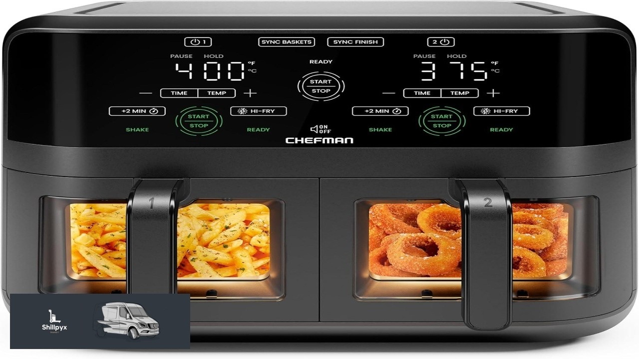 CHEFMAN 6 Quart Dual Basket Air Fryer Oven with Easy View Windows
