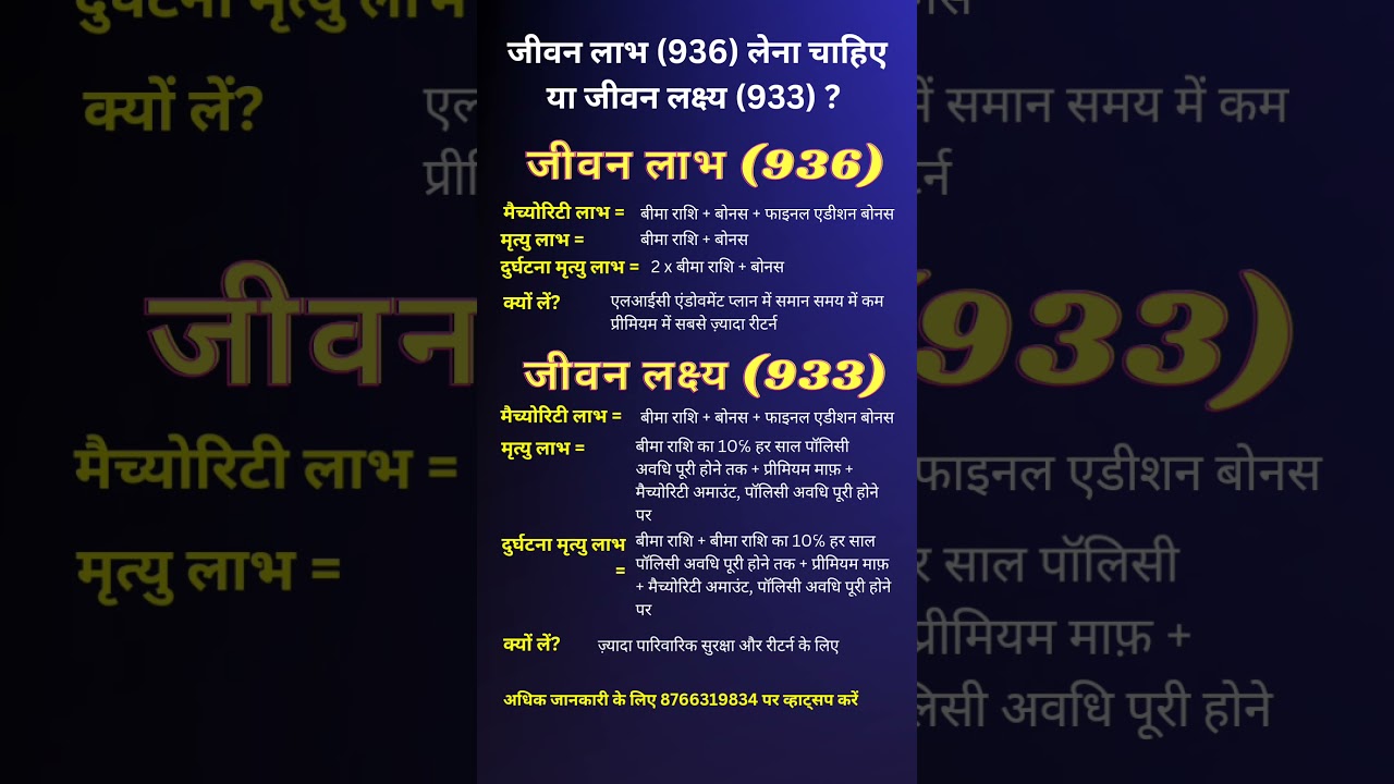 Jeevan Labh (936) Or Jeevan Lakshya (933)? 