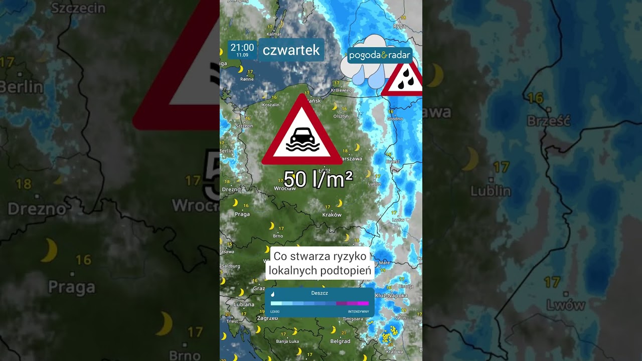 Ciągłe opady deszczu w czwartek 11.09.2025
