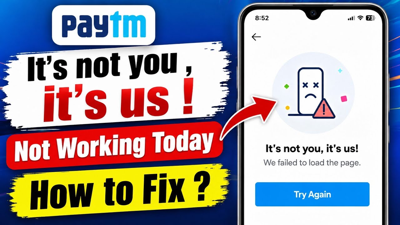 Paytm It's not you, it's us! We failed to load the page | Paytm App Not Working Problem Today