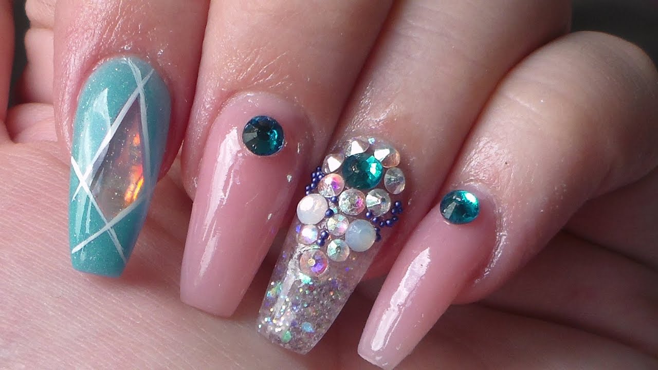 Acrylic Nails | Turquoise | Angel Paper