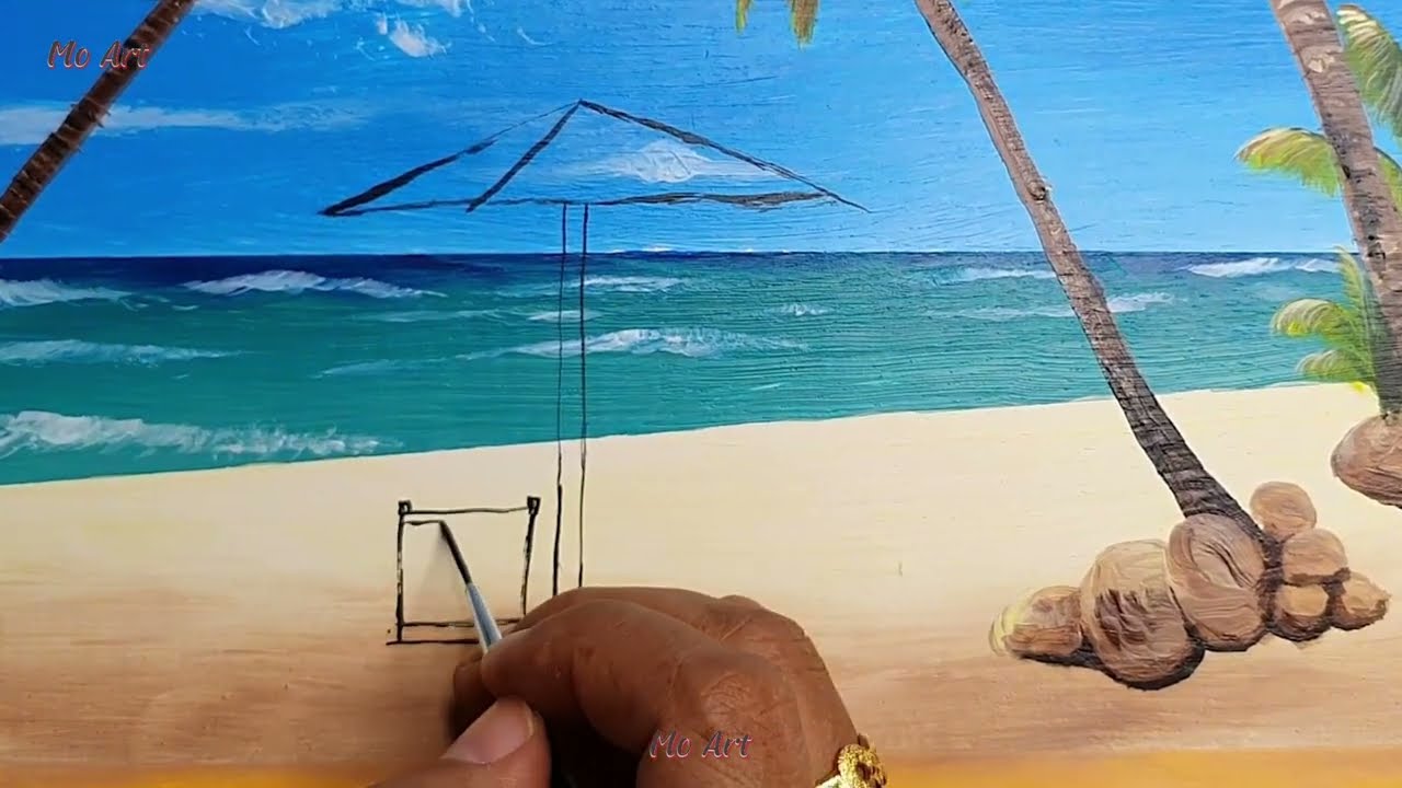 Acrylic seacape painting l acrylic painting for beginners l Mo Art