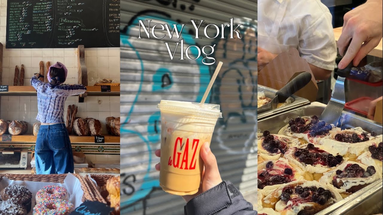 NY Vlog. 입맛 까다로운 뉴요커들이 한시간씩 줄 서는 빵집. 빵순이 마음 속 1등 아몬드 크루아상(feat.로컬 맛집). 힙하고 분위기 좋은 베트남 카페. 기사 식당 점메추