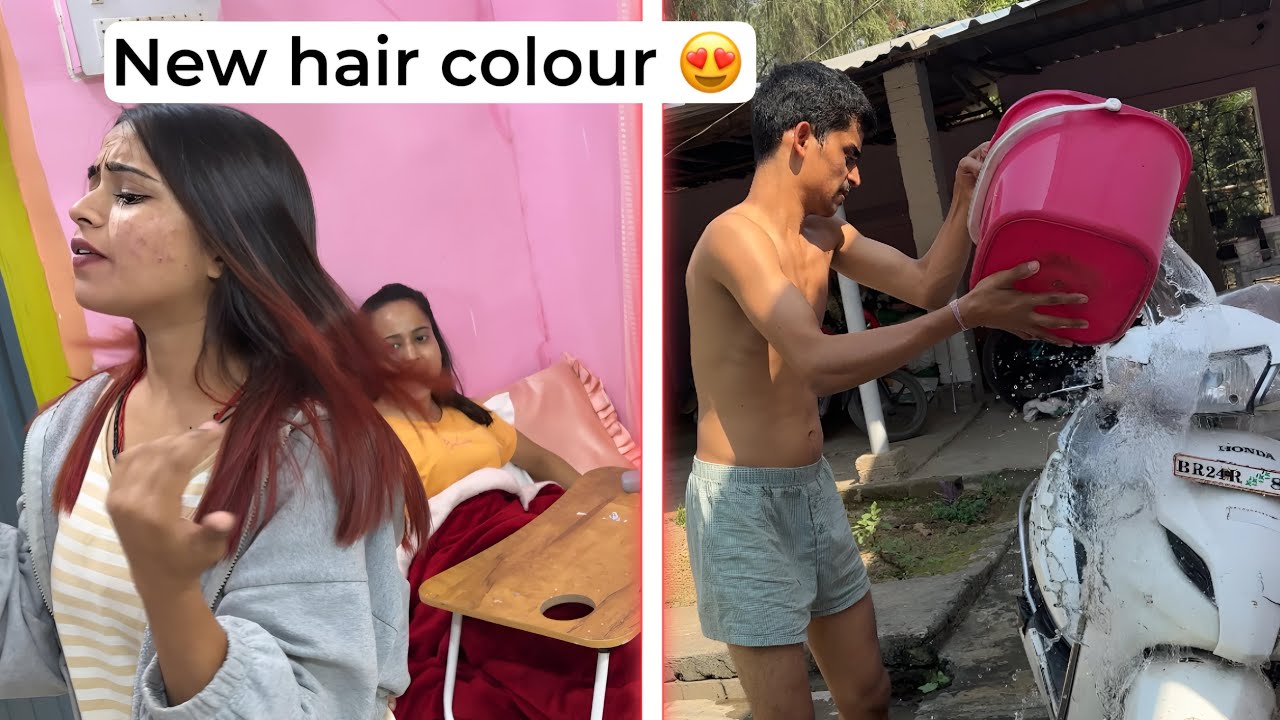 New hair colour kia to ladai ho Gaya 😅