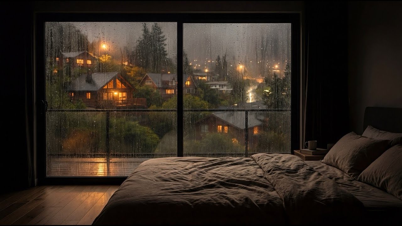 Bedroom Rain Sounds at Night | Heavy Rain for Sleep, Study and Relaxation, Meditation | 10 Hours