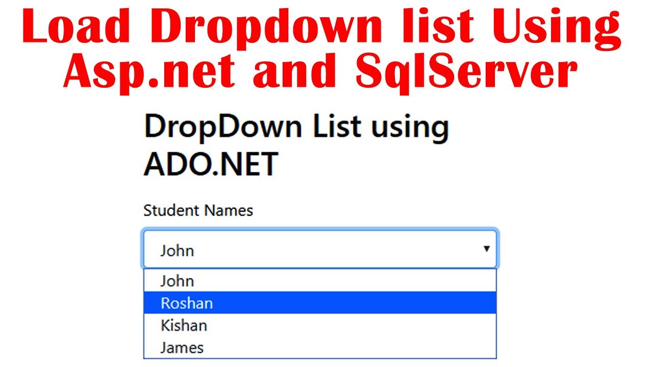 Load Dropdownlist Using  Asp.net and SqlServer