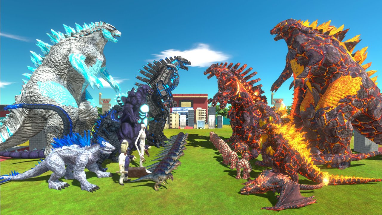 Evolution of Godzilla 2014 Ice Frostbite VS Fire Lava Itself - Animal Revolt Battle Simulator