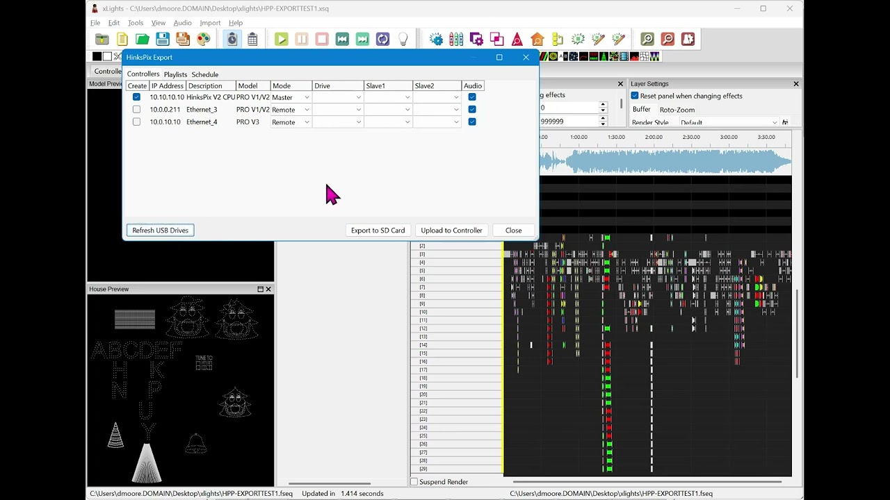 Экспорт xLights Show на SD-карту HinksPix PRO для автономного режима