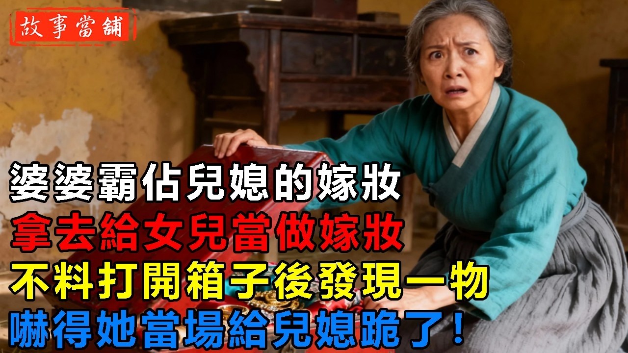 婆婆霸佔兒媳的嫁妝，拿去給女兒當做嫁妝，不料打開箱子後發現一物，嚇得她當場給兒媳跪了！| 民間故事 | 故事當舖