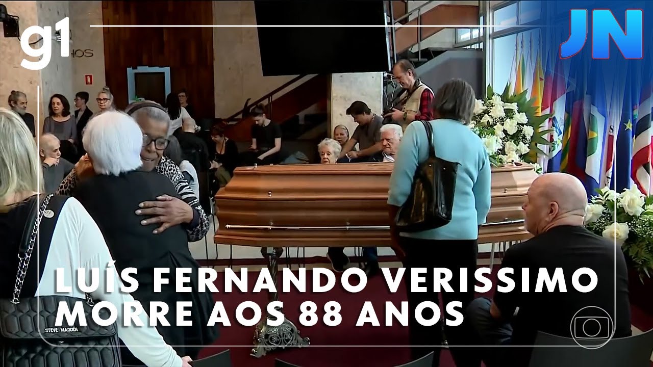 Jornal Nacional: Velório de Luís Fernando Verissimo em Porto Alegre reúne centenas de pessoas