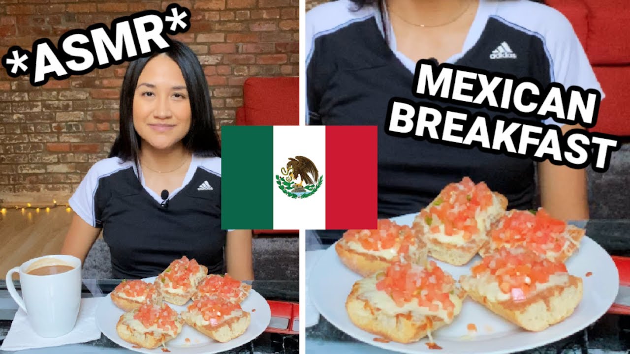 ASMR COMIENDO DESAYUNO MEXICANO🇲🇽MOLLETES Y CHAMPURRADO MUKBANG EATING MEXICAN BREAKFAST~ASMRILYN
