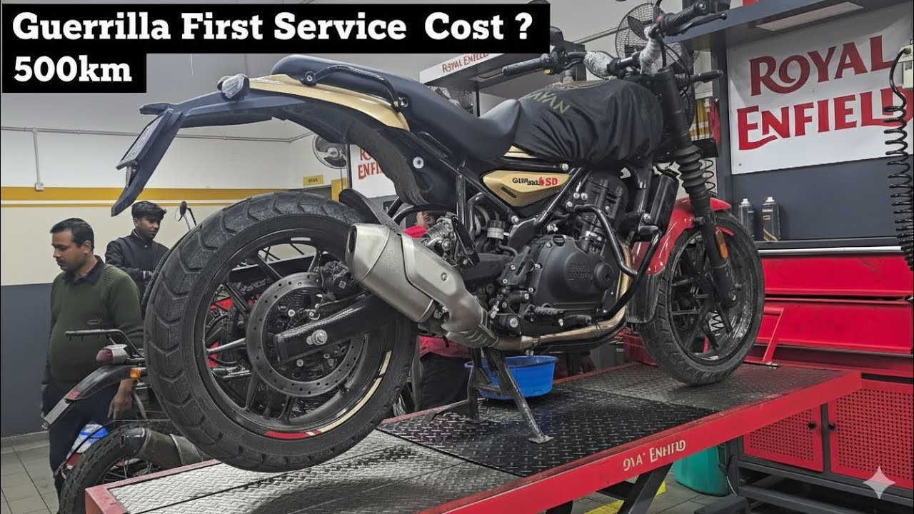 My Guerrilla 450 First Service | Cost | 500km | #royalenfieldguerrilla450 