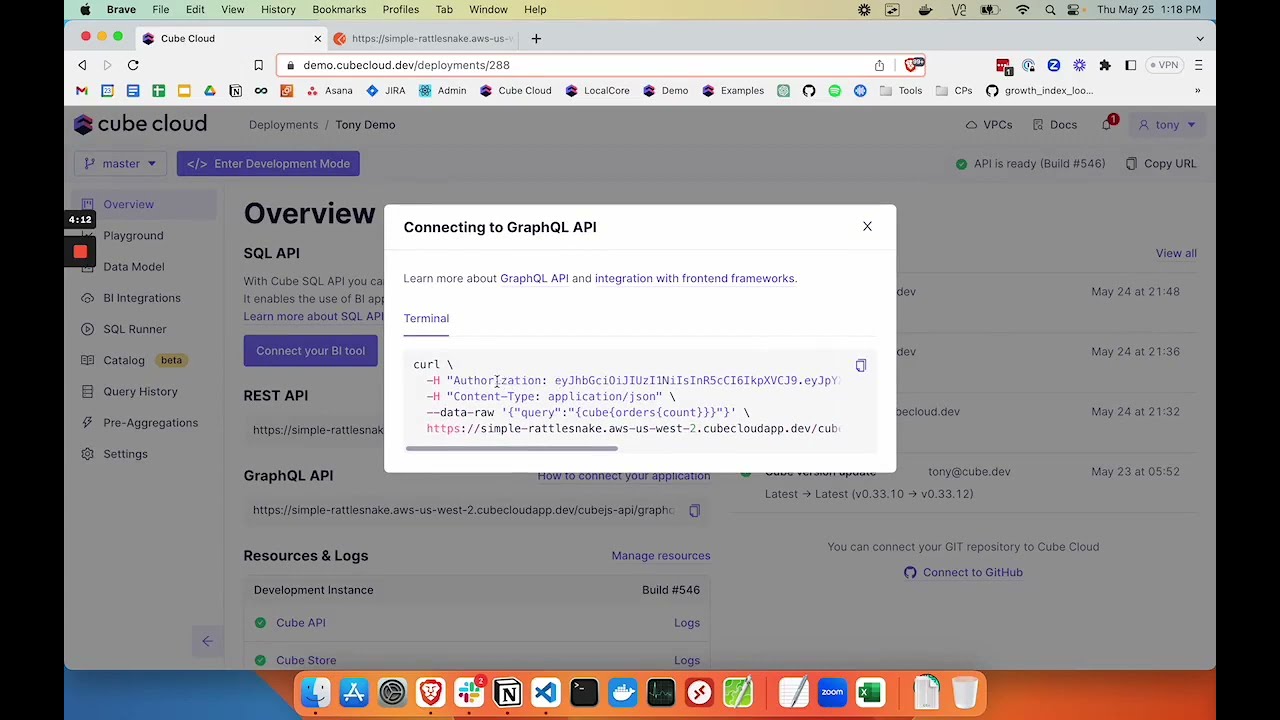 Connecting to Cube Cloud via GraphQL API in Postman